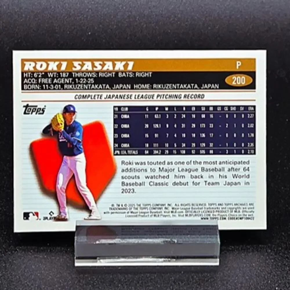 Roki Sasaki Bowman Chrome Mojo Topps RC Los Angeles Dodgers Star - Picture 3 of 5